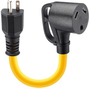 Kanayu 20 Amp to 30 Amp RV Generator Adapter Cord Compatible with NEMA 5-20P to TT-30R 20 Amp 3 Prong Generator to 30 Amp 3 Prong RV Power Adapter with Handle, STW 12 AWG/3C, 12 Inch ETL Listed