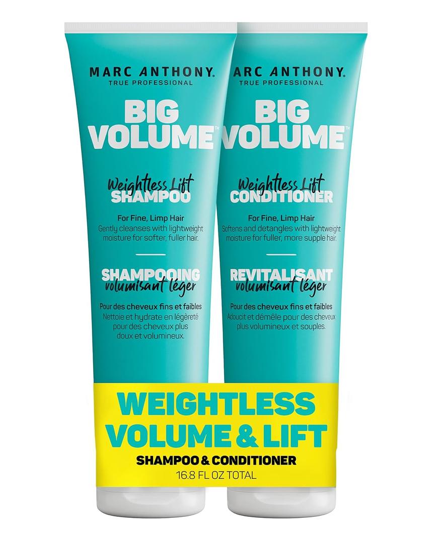 Marc Anthony Big Volume Hair Shampoo & Conditioner Set for Fine, Thin Hair - Lightweight Volumizing Shampoo & Conditioner for Gentle Cleansing - Frizz-Free & Sulfate-Free Hair Care Product (8.4 Fl Oz (Pack of 2))