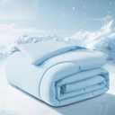 Cooling Comforter Full/Queen Size, All Season Blanket for Hot Sleepers, Lightweight Comforter for Night Sweats, Double-Sided Cooling Bedding for Bed, Sofa, Office, Camping (Blue,90"*90")
