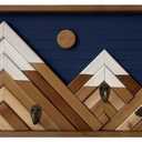 Wood Mountain Wall Art With Metal Hooks