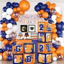 Graduation Decorations 2026 - Set of 4 Grad Boxes with Orange and Blue Balloon Arch Garland Kit So Proud of You 2026 GRAD Decorations for College,High School,Prom Celebrations