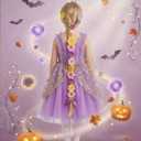 2 x Kids Costume Wig, Rapunzel Wig for Kids, Tiara Headband Girls Tangled Braid with Colorful Flowers, Halloween Christmas Parties Rapunzel Costume Hair for Girls