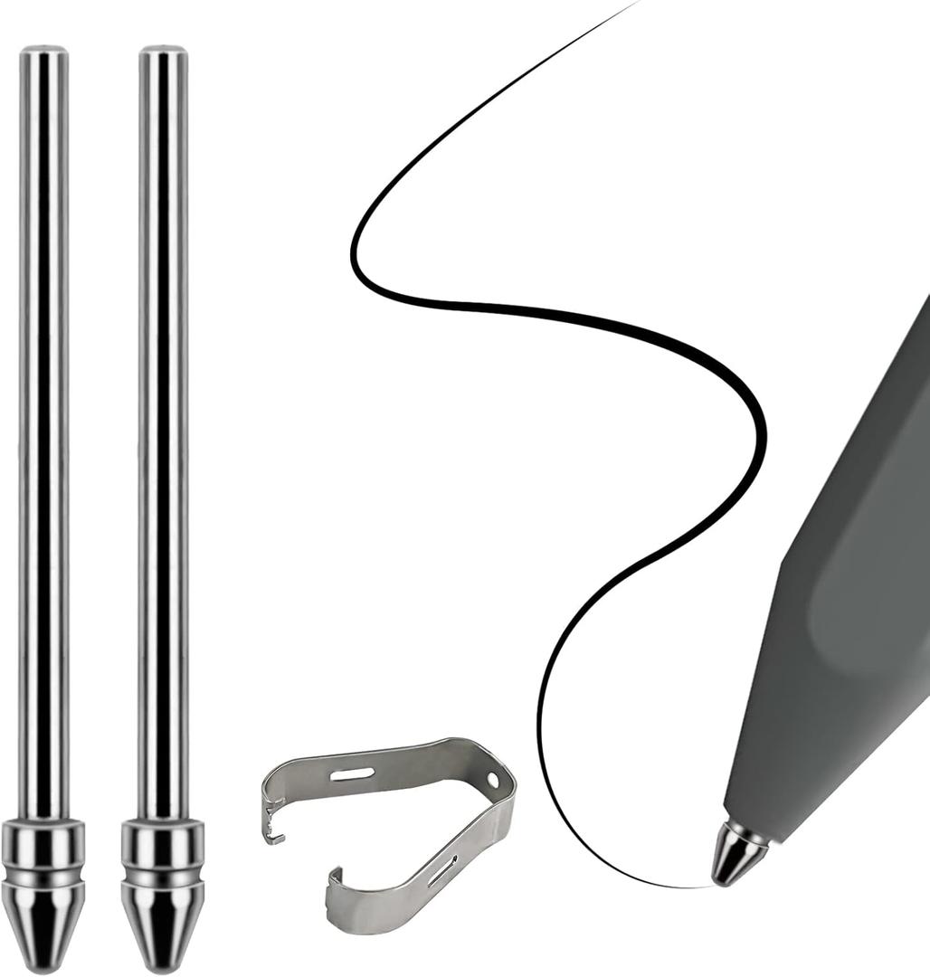 No Wore Out Titanium Alloy Replacement Fine Tips fit for Kindle Scribe Basic and Premium Pens Digital Pen, Smooth Ballpoint Note Taking Backup Nibs,2 Pcs (Space Gray)