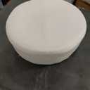 LUE BONA Vanity Stool, White Vanity Stools for Makeup Room, Round Ottoman Foot Stool, Velvet Footrest Vanity Chair for Bathroom Vanity, Bedroom, Living Room, Entryway, Offices