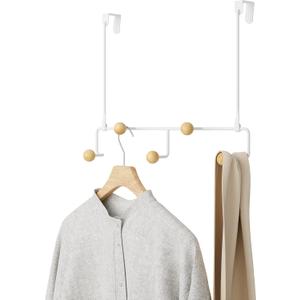 Umbra Estique Over The Door Coat Rack & Multi-Use Organizer, for Coats, Bags, Hats & More, Small, White/Natural