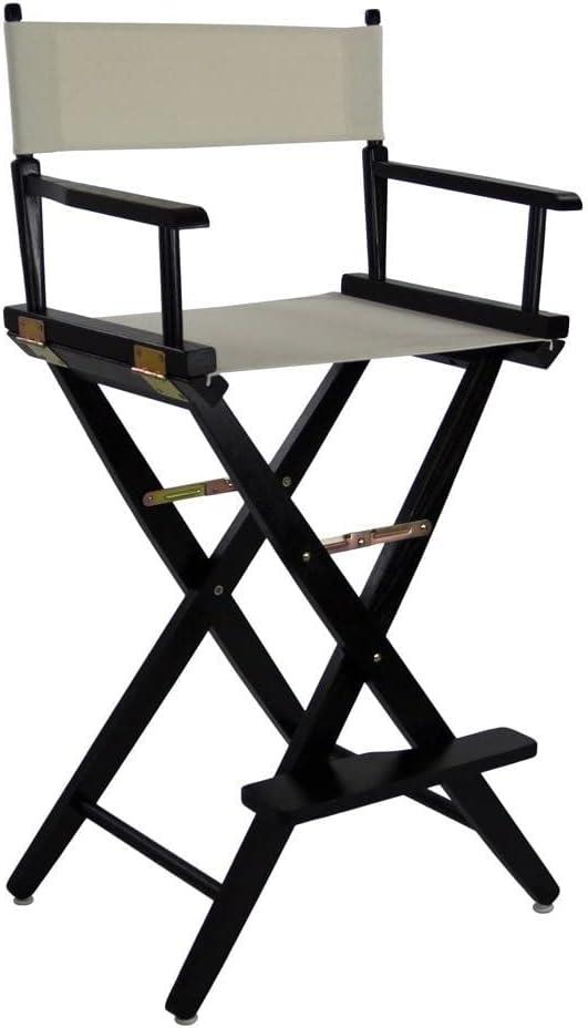 American Trails Extra-Wide Premium 30" Director's Chair Black Frame with Natural Canvas, Bar Height, 30 in Bar Height