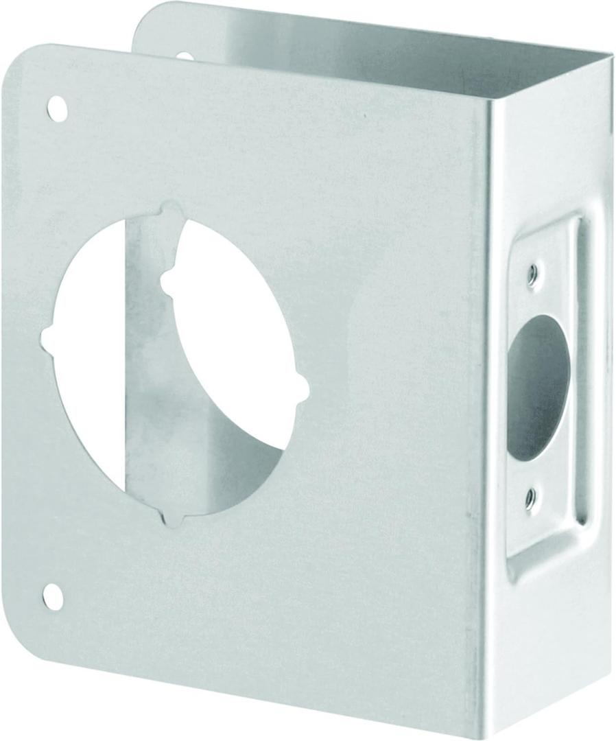 Prime-Line MP9553 Stainless Steel Single Bore Hole Lock and Door Reinforcement Plate for 1-3/4 in. Thick Doors, Stainless Steel Finish (Single Pack) (Silver)