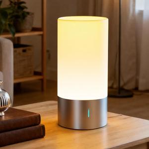Table Lamp, Bedside Touch Control Lamp for Bedroom 3 Level Dimmable Warm White Lights with 256 RGB Color Mode Modern Deisgn Smart Nightstand Desktop LED Lamps Portable for Read(Advanced)