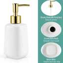 Natheeph Dish Soap Dispenser, Hand Soap Dispenser Ceramic Bottle, Refillable Liquid Great for Kitchen Dish Soap, Hand Soap, Essential Oil & Lotion (Bright White)