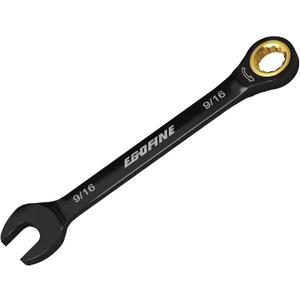 Egofine 9/16 Ratchet Wrench, 9/16 Wrench Ratcheting Combination Wrenches SAE, Industrial Grade Gear Spanner with 12 Point Box End, 72-Teeth Ratchet Black Electrophoretic Coating,CR-V