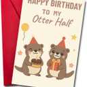 10 x Romantic Birthday Card  Cute Otter Couple Greeting Card with Envelope for Boyfriend, Girlfriend, Husband, or Wife (SR06)