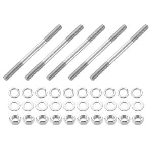 Uxcell 5pcs Double-Ended Stud Screws, M8x100mm 304 Stainless Steel Dual-Threaded Rod Bolts with Nuts and Flat & Lock Washers Double End Threaded Stud Screw Bolt for House Maintenance