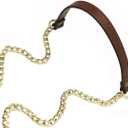 VanEnjoy 18MM Replacement Chain & Genuine Leather Shoulder Crossbody Straps for Handbags Purse Bags -Extended Version(Brownish Red)