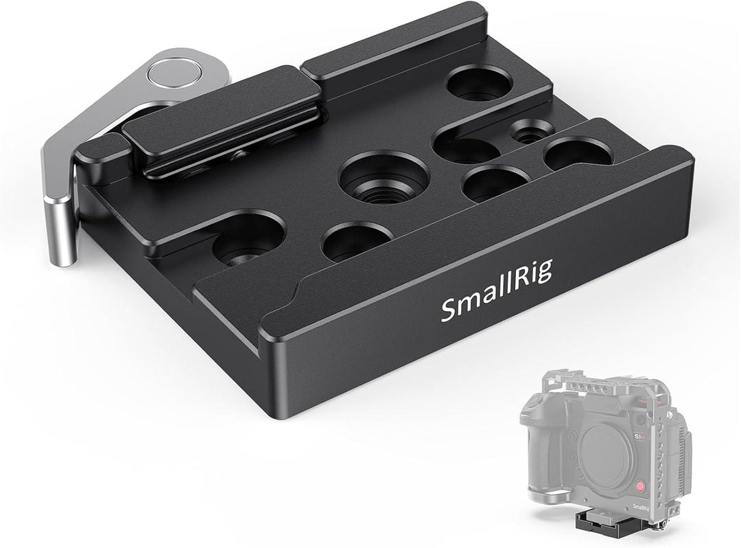 SmallRig Quick Release Mount Plate for Arca-Type, Baseplate Clamp with 1/4''-20 Threaded, 3/8''-16 Threaded and Lever - 2143B