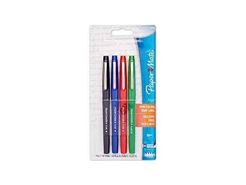 Paper Mate® Flair® Porous-Point Pens, Medium Point, 1.0 mm, Assorted Ink Colors, Pack Of 4 Pens