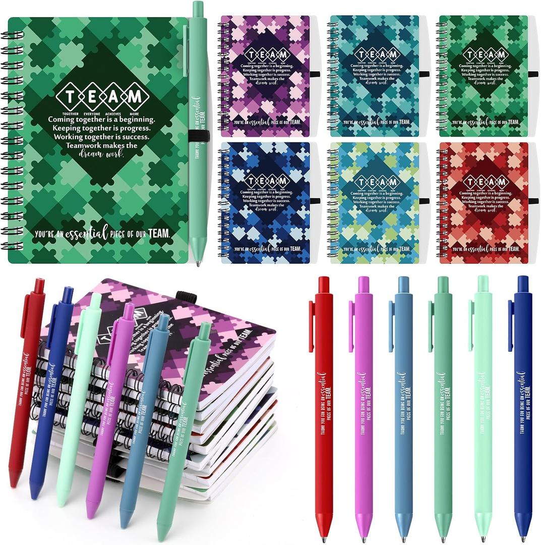 Tenceur 24 Sets Team Appreciation Gifts Bulk Employee Inspirational Puzzle Spiral Notebook Ballpoint Pen Back to School Thank You Gift for Team Staff Coworker Teacher Volunteer Office Party Favors