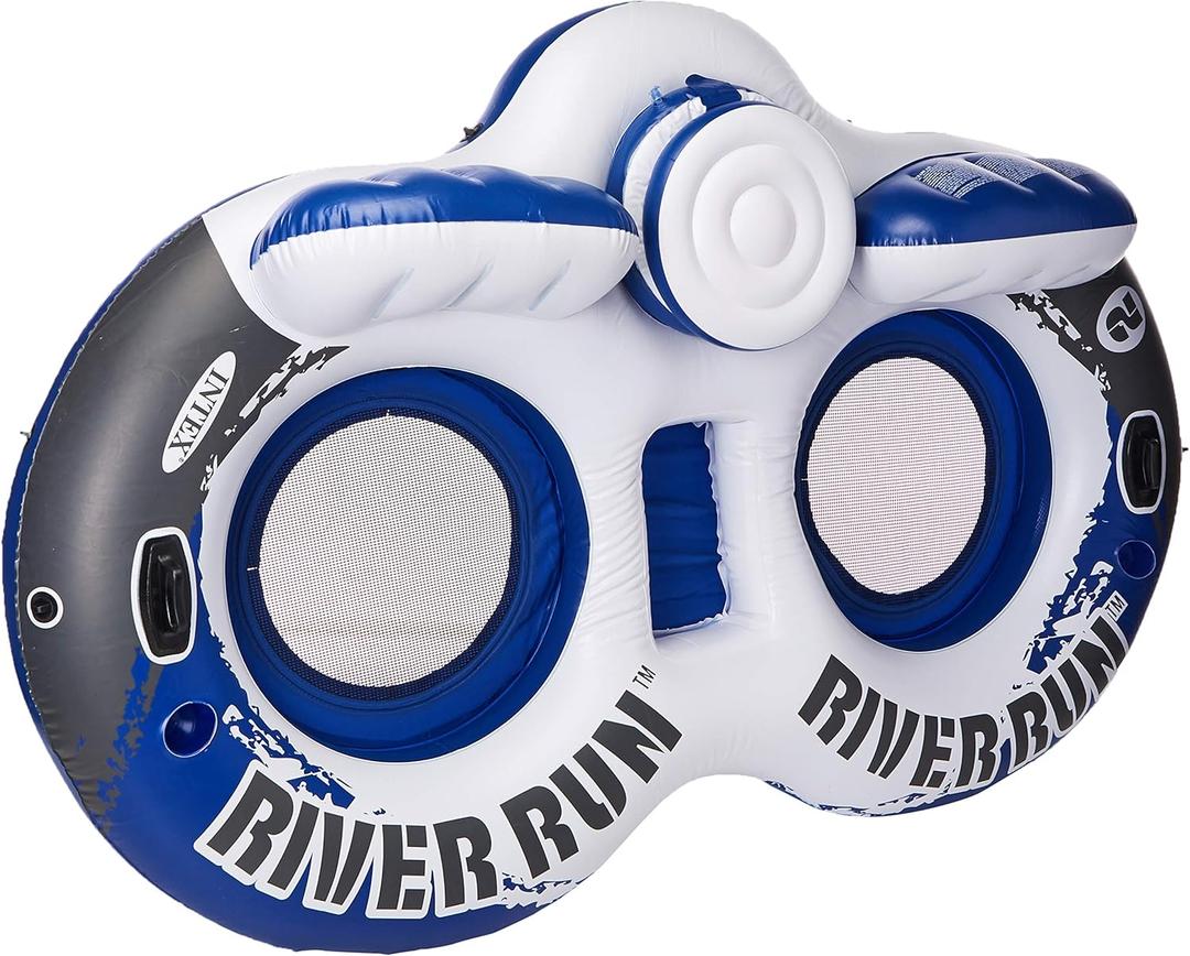 Intex River Run Blue/White Plastic Inflatable Float for Two Intex River Run Blue/White Plastic Inflatable Float for Two