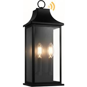 Dusk to Dawn Outdoor Lighting, Black Exterior Lighting Fixtures, 20.6 Outdoor Wall Sconce, IP65 Waterproof, Weather-Resistant, Outside Lights for House, Porch, Garage E12 Bulbs Not Included