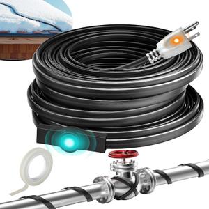24FT Heat Tape for Water Pipes Electric Heat Tape for Water Pipe Freeze Protection, Heat Cable for Water Pipes Self-Regulating Heating Cable for Metal and Plastic Pipes, 8W/FT, 120V