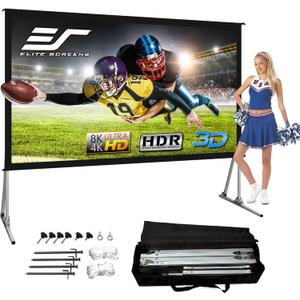 Elite Screens Yard Master 2, 75-inch Outdoor Projector Screen with Stand 16:9, 8K 4K Ultra HD 3D Fast Folding Portable Movie Theater Indoor Foldable Snap On 75 Front Projection | OMS75H2