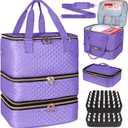 Nail Polish Organizer Bag Hold 84 Bottles(15ml/0.5 fl.oz), 3 Layers Nail Kit Supplies Organizer Bag Travel, Nail Organizers and Storage Case with Holder & Shoulder Strap, Purple