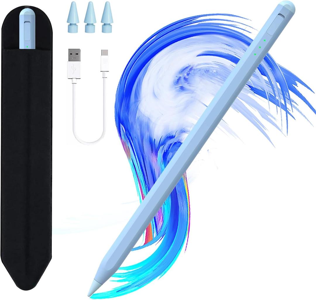 Stylus Pen for iPad11&10thGen,14Mins Faster Charge, with Pencil Holder,Palm Rejection, Tilt Sensitivity, for iPad Air11&13-inch(M3/M2), iPad Pro 11&13-inch (M4),iPad 6-11th,iPad Pro 11/12.9 inch (Blue)