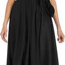R&M Richards Women's Off The Shoulder Evening Gown W/Beaded Bodice & Sash Tie - Special Occasion Dress,  6, Black/Nude