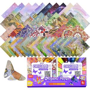 200 Sheets Premium Origami Paper Kit  6x6 Inch Double Sided Patterned Paper (4-Theme Mega Pack)  Van Gogh & Monet Art, Dreamy Fantasy, Ethnic Designs  Folding Paper, Scrapbooking & DIY Crafts