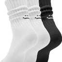 AugRing Women's Cute Scrunch Slouch Crew Socks 3Pack Retro Kawaii Chunky Ribbed Cotton Boot Sneaker Cozy Calf Socks Size 5–11