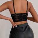 Verdusa Women's Floral Lace Crop Corset Tops Rave Sleeveless Slim Fit Date Night Tops (Black, L)