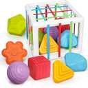 LiKee Montessori Toys for 1 Year Old, 6pcs Multi Sensory Shapes, Toddler Developmental Learning Birthday Gifts, Baby Toys 12+ Months (Cube)