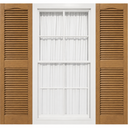 12"W x 38"H Mid-America Vinyl, TailorMade Cathedral Top Center Mullion, Open Louver Shutters, w/Installation Shutter-Lok's (Per Pair)