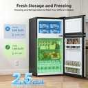 Antarctic Star Compact Mini Fridge with Freezer,Double Door with Adjustable Thermostat,Small Fridge Removable Shelves for Dorm/Office,2.45 Cu.Ft,STEEL