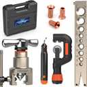 CARVALAX Eccentric Flaring Tool Kit, 45 Precision Flaring, Metric/Imperial Clamp for 6-19mm & 1/4"-3/4" Pipes, Includes Cutter, Deburring Tool & Hard Case for HVAC & Refrigeration Repair