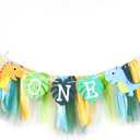 Dinosaurs One Birthday High Chair Banner  Dinosaurs TuTu First Bday Party Decorations, 1st High Chair Decor, Boy First Birthday Banner, Smash Cake Photo Prop
