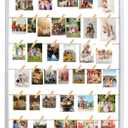 Collage Picture Frame,Photo Display Board with Clips,Hanging Pictures Frames Photos Wall Decor for Wedding Graduation Party Birthday Greeting Letter Christmas Cards Holder Organizer,39 inch(White)
