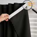 Self Adhesive Curtains - No Drilling, No Rod, Easy to Install Blackout Curtains for Window Blinds,Bedroom(Black 35 * 59in, 1Pack)