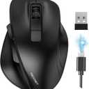 TECKNET Wireless Mouse, Bluetooth Mouse (BT5.0/3.0 & 2.4G) Rechargeable 4800 DPI Silent Mice, Computer Mice with USB A Receiver,Ergonomic Grips Optical Cordless Mice for Laptop/Mac/PC,Black