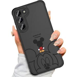 Threehundred Case for Samsung Galaxy S23+ Plus 6.6", Cute Aesthetic Design Black Translucent Frosted Matte Soft Bumper & Hard Back Protective Phone Case with Camera Protection - Mic