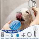 Dog Shower Attachment for Convenient Dog Bath, 3-mode High Pressure Handheld Dog Shower Head, Indoor Shower Dog Wash Sprayer Kit Includes 8.2-Foot Hose, 3-way Diverter, Dog Brush and Adhesive Holder