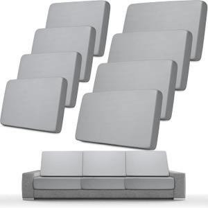 Newwiee 8 Pcs Stretch Patio Outdoor Cushion Covers Replacement for 4 Backrests and 4 Patio Cushions Covers, Waterproof Couch Sofa Slipcover Furniture Protector, Thin Fabric Breathable(Light Gray)