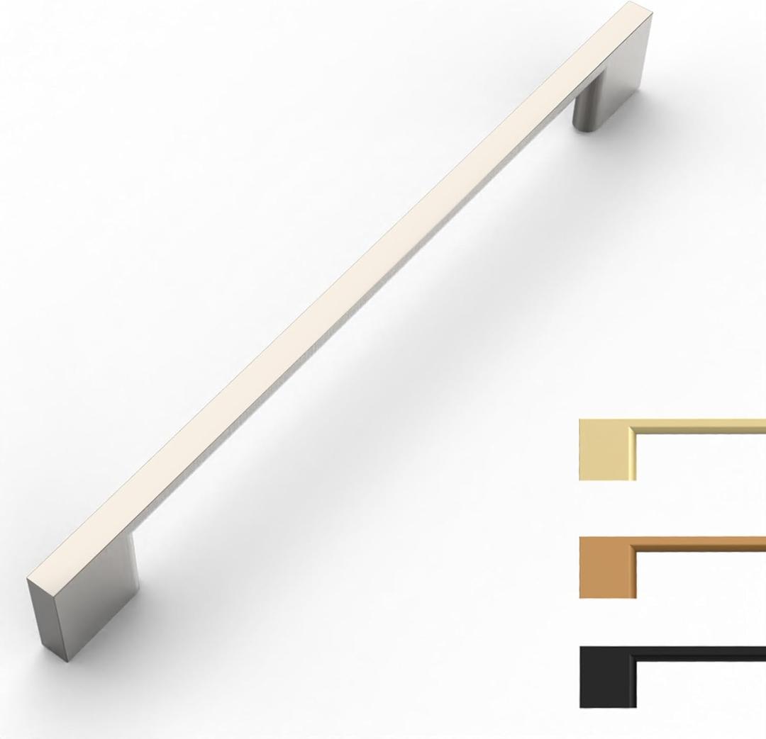 9BUILD 10 Pack Brushed Satin Nickel Cabinet Pulls - 7.5 Inch Cabinet Handles - Dresser & Kitchen Pulls