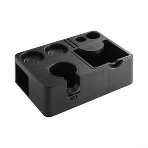 Espresso Tamping Station Knock Box With Detachable Organizer Adjustable Height for 51mm 54mm 58mm Portafilters ABS Coffee Bar Accessory Black