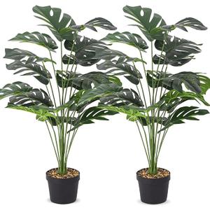 28" 2Pack Large Fake Plants Artificial Monstera Plant and Artificial Plants Indoor for Home Office & Outdoor Decor