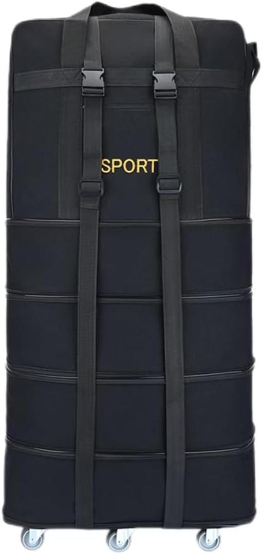 Expandable Extra Large Travel Canvas Duffel Bag with Wheels Lightweight Traveling Foldable Suitcase (Black Canvas, XL - 6 wheels)