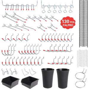 130PCS Pegboard Hooks Assortment - Peg board Hooks for Hanging Tools with Pegboard Bins & Cups,1/8-Inch Pegboard Wall Organizer - Ideal for Organizing in the Garage Kitchen Workbench Craft Room