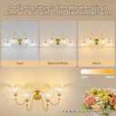 Gold Bathroom Vanity Light, 4-Light Brushed Gold Finish Vanity Light with Floral Clear Glass Shades, Vintage Wall Mount Lighting for Bathroom, Dressing Table