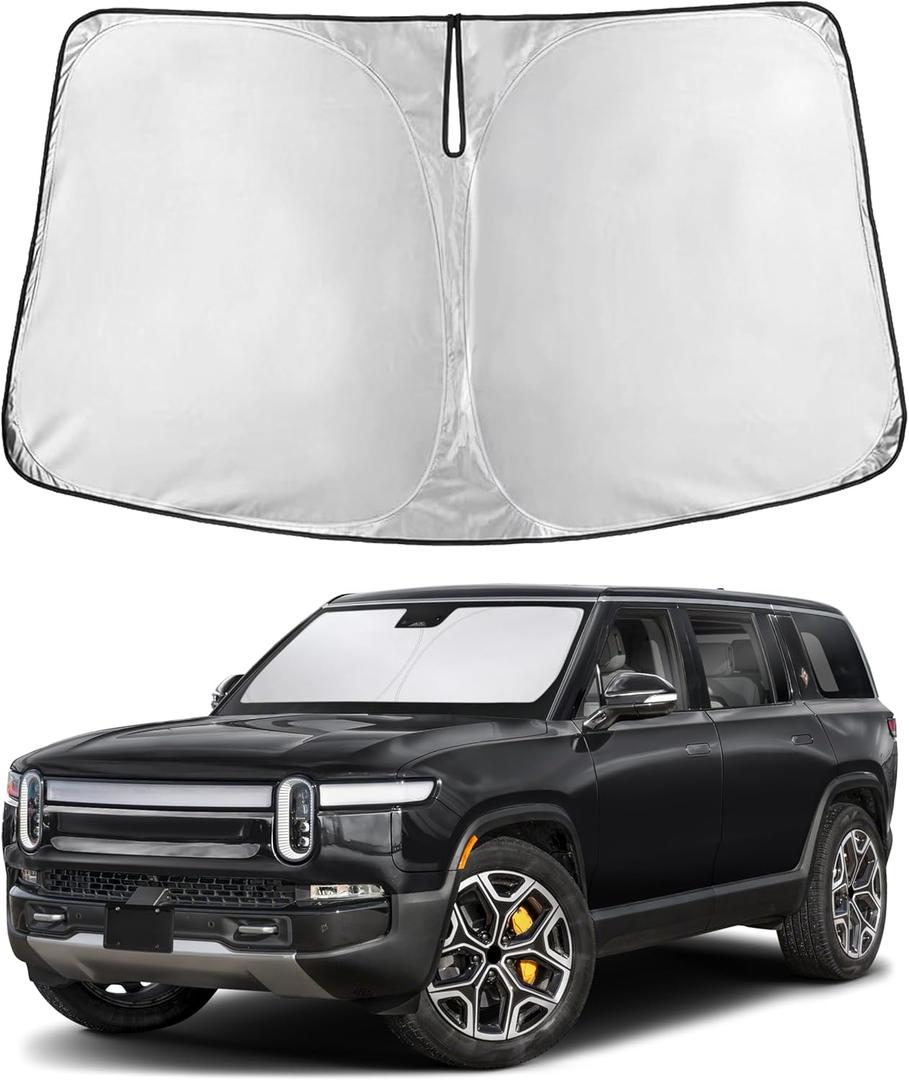 EcoNour Windshield Sunshade Compatible for Rivian R1S / R1T 20222024 2025 2026, Sun Visor for Front Windshield & Window Sun Shade Cover, UV Heat Blocker & Protector, Car Accessories