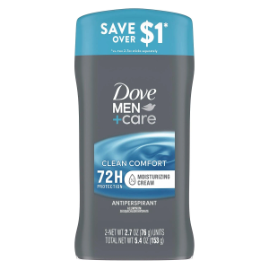 Dove Men+Care Clean Comfort Antiperspirant Deodorant Stick Twin Pack 2.7oz,  EXP 12-2027