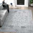 jinchan 6x9 Area Rugs Machine Washable Rug for Living Room - Stain Resistant Vintage Floral Medallion Ultra-Thin Low Pile Non-Slip Indoor Carpet for Bedroom Dining Room Kitchen